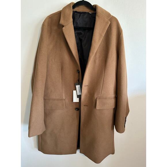 NWT Slate & Stone Men's Brown Camel Wool Blend Topcoat Size Large - Picture 3 of 13